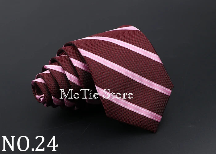 Classic Tie For Men Business Solid Color Stripe Plaid Dots 7cm Jacquard Wedding Dress Necktie Daily Wear Cravat Accessories Gift