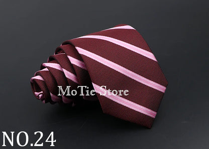 Classic Tie For Men Business Solid Color Stripe Plaid Dots 7cm Jacquard Wedding Dress Necktie Daily Wear Cravat Accessories Gift