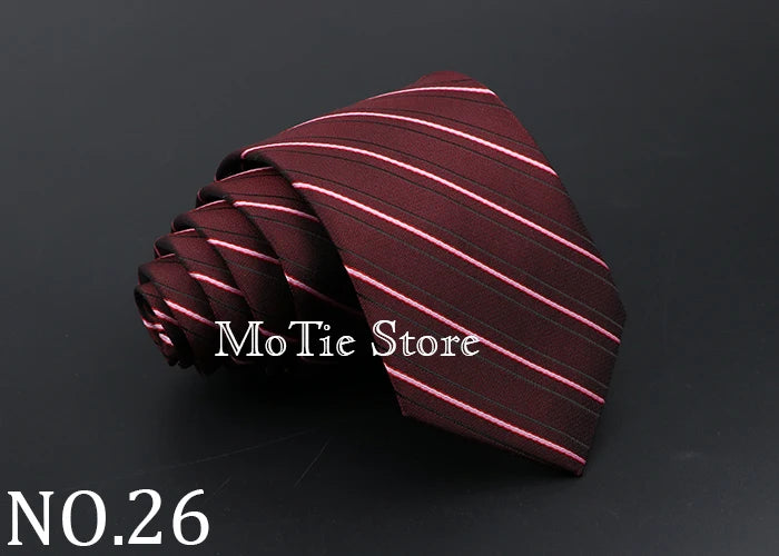 Classic Tie For Men Business Solid Color Stripe Plaid Dots 7cm Jacquard Wedding Dress Necktie Daily Wear Cravat Accessories Gift