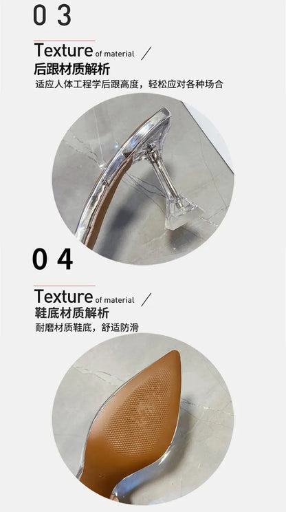 PVC Rhinestone Butterfly Women Sandals High Heels 2021 New Pointy Party Bride Shoes Clear Deisgner Pumps Zapatilla Mujer
