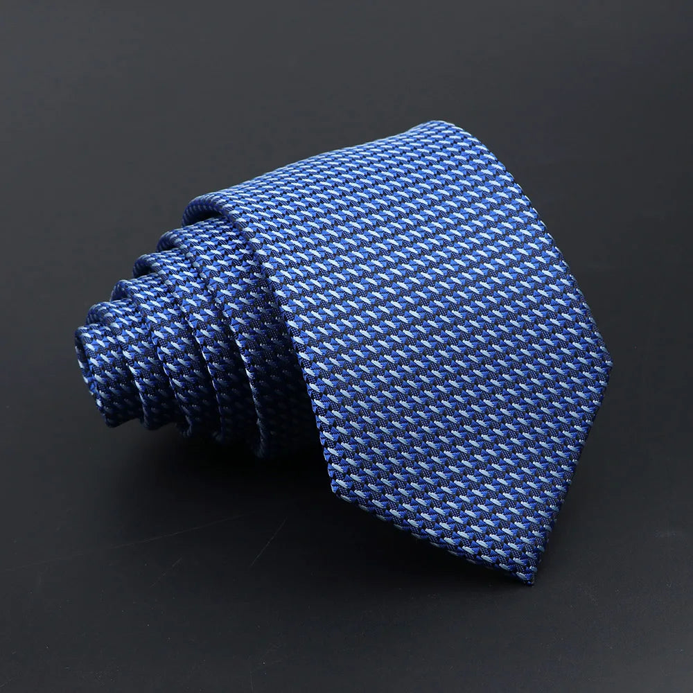 Classic Tie For Men Business Solid Color Stripe Plaid Dots 7cm Jacquard Wedding Dress Necktie Daily Wear Cravat Accessories Gift