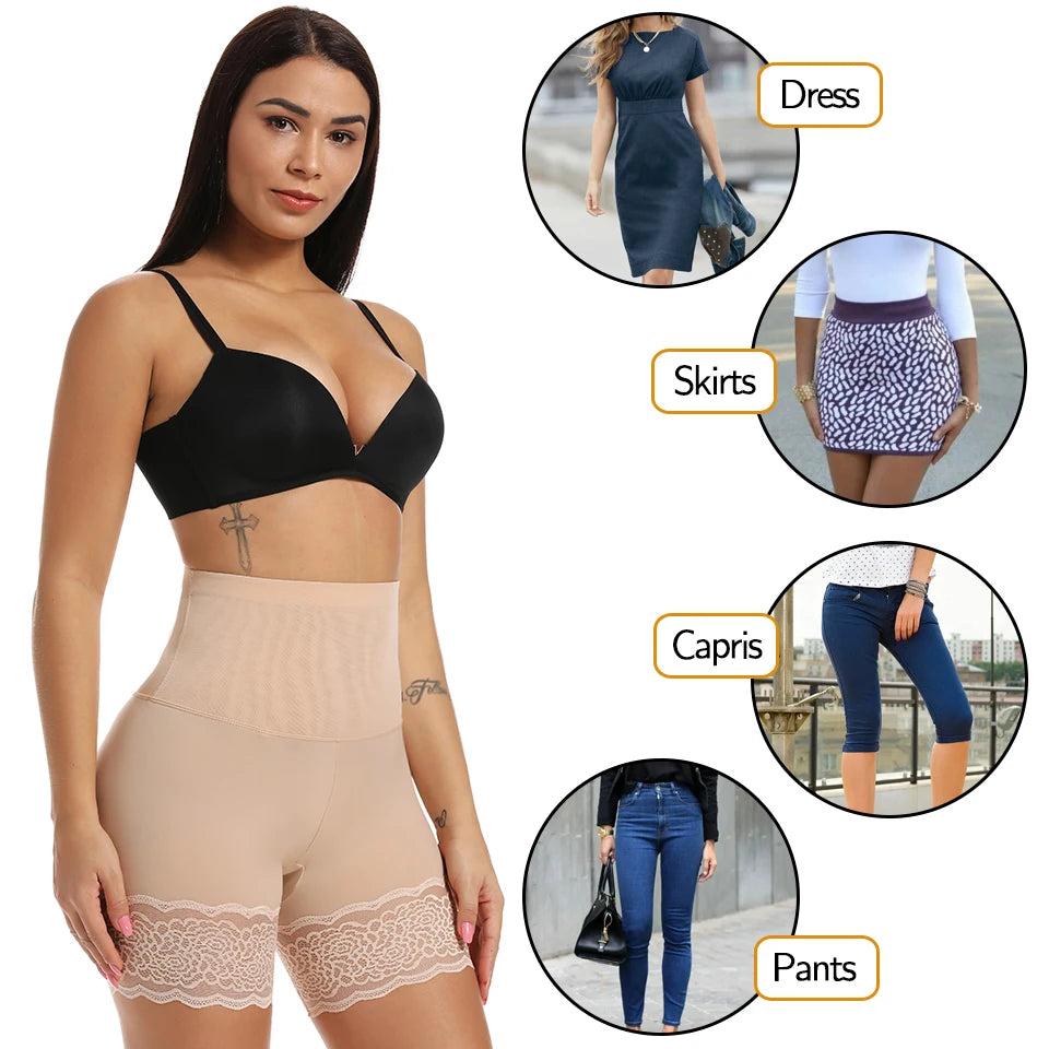 Women Body Shaper High Waist Safety Shorts Lace Knickers Tummy Control Panties Slimming Underwear Shaping Boyshorts Shapewear