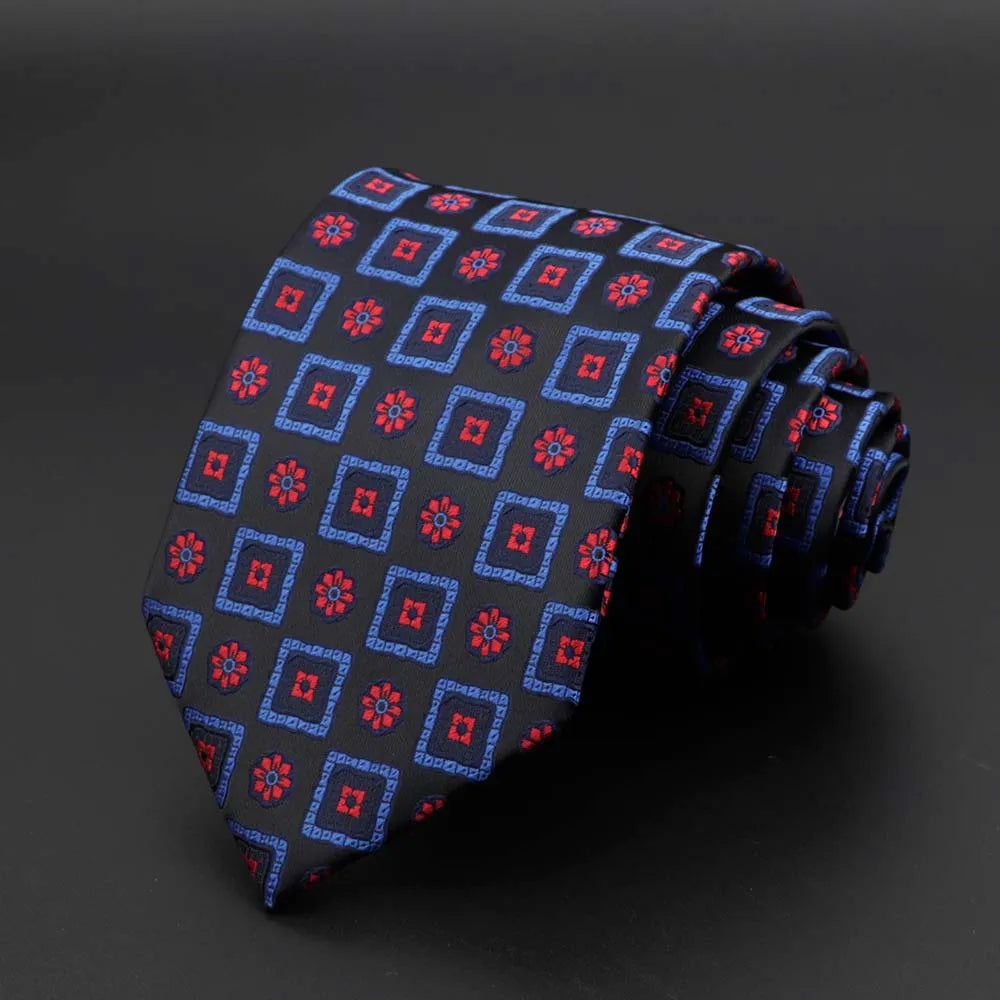 New Men's Tie Classic Solid Color Stripe Flower Floral 8cm Jacquard Necktie Accessories Daily Wear Cravat Wedding Party Gift
