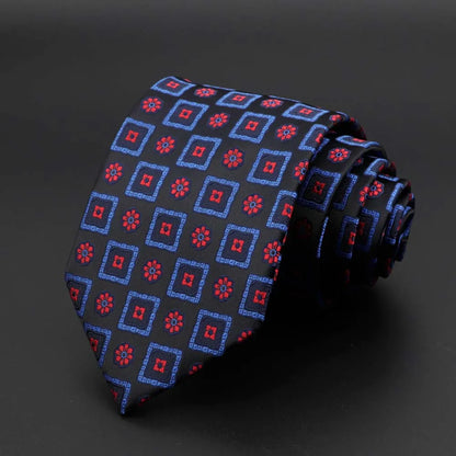 New Men's Tie Classic Solid Color Stripe Flower Floral 8cm Jacquard Necktie Accessories Daily Wear Cravat Wedding Party Gift