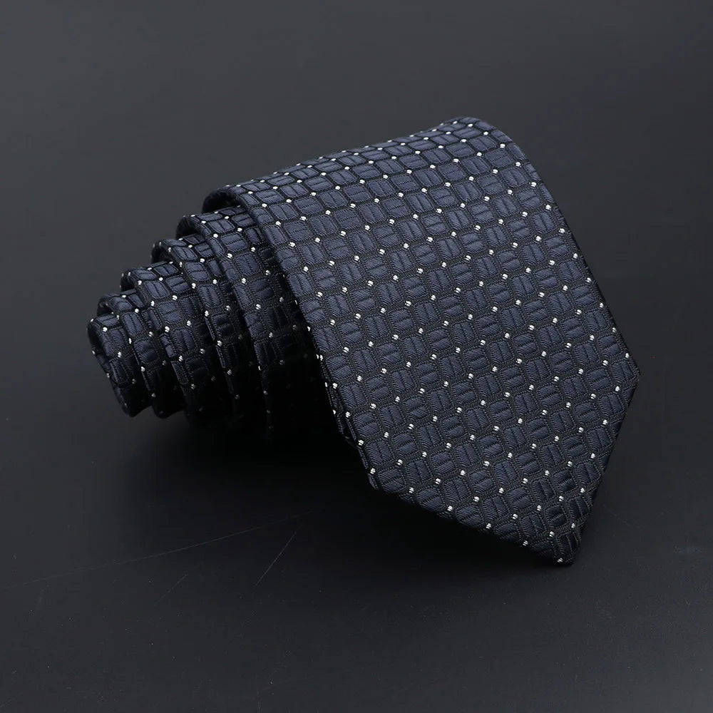 Classic Tie For Men Business Solid Color Stripe Plaid Dots 7cm Jacquard Wedding Dress Necktie Daily Wear Cravat Accessories Gift