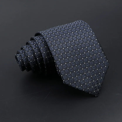 Classic Tie For Men Business Solid Color Stripe Plaid Dots 7cm Jacquard Wedding Dress Necktie Daily Wear Cravat Accessories Gift