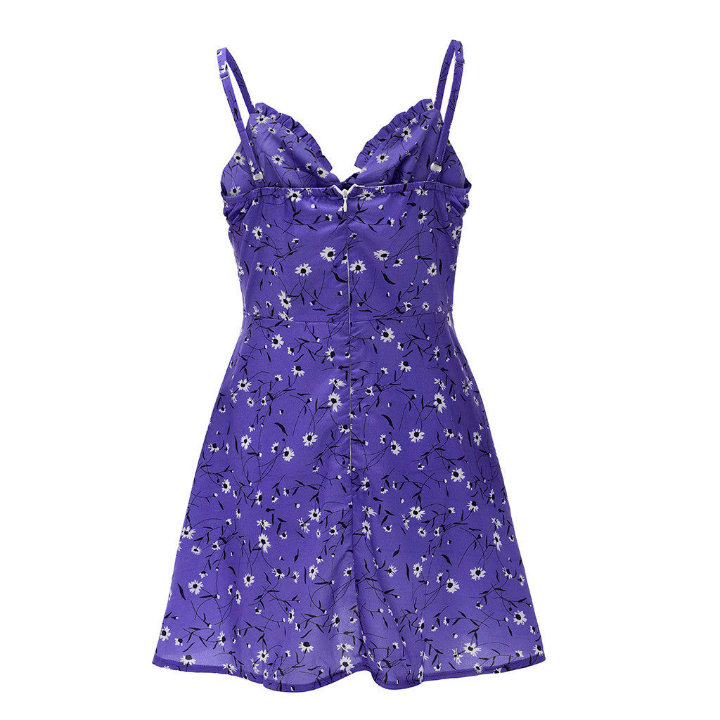 Sexy Sheath Floral Print Suspender Dresses For Women's Ladies Thin Straped Boycon off Shoulder Mini Dress Casual Daily Wear