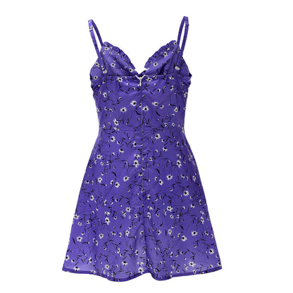 Sexy Sheath Floral Print Suspender Dresses For Women's Ladies Thin Straped Boycon off Shoulder Mini Dress Casual Daily Wear