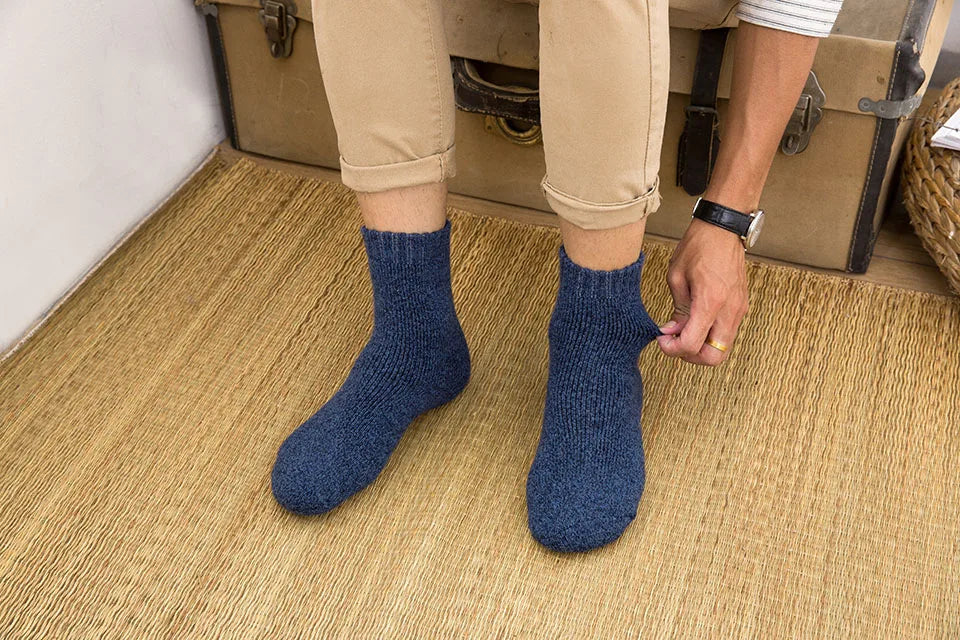 Winter Men's Merino Wool Socks Super Thick Warm High Quality Harajuku Retro Snow Casual Antifreeze Cashmere Socks Men 3 Pair