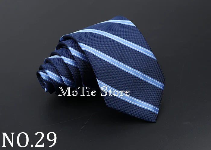 Classic Tie For Men Business Solid Color Stripe Plaid Dots 7cm Jacquard Wedding Dress Necktie Daily Wear Cravat Accessories Gift