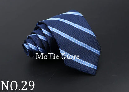 Classic Tie For Men Business Solid Color Stripe Plaid Dots 7cm Jacquard Wedding Dress Necktie Daily Wear Cravat Accessories Gift
