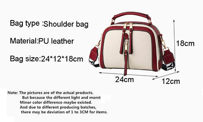 Fashion Hit Color Shoulder Bags for Women Female PU Leather Crossbody Messenger Bags Small Handbag Wide Strap Purse