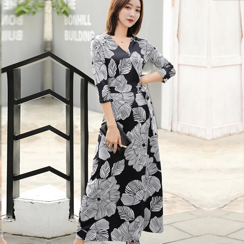 FANIECES Summer Wrap Dresses Women Sexy V Neck Split Maxi Dress Print Female Casual Beachwear Lace Up Party Vestidos Robe платье