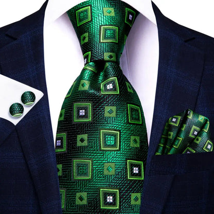 Hi-Tie Designer Silk Wedding Tie For Men Blue White Plaid Handky Cufflink Set Fashion Necktie For Men Business Party Wholesale
