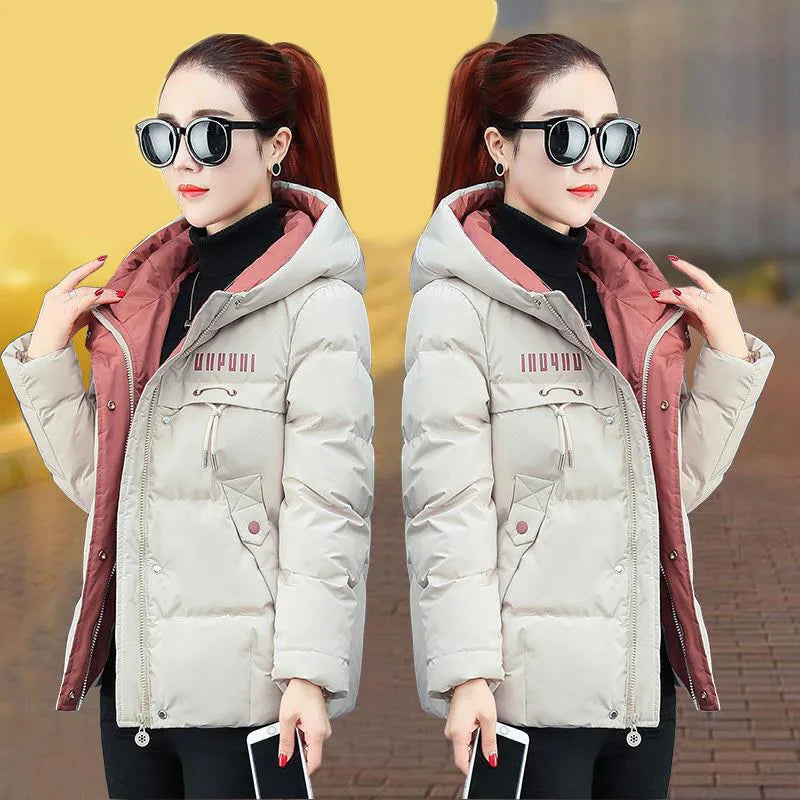 winter jacket women 2024 new Casual Parka Hooded Thick Down Cotton Padded Parka Female Jacket Short Coat Slim Warm Outwear