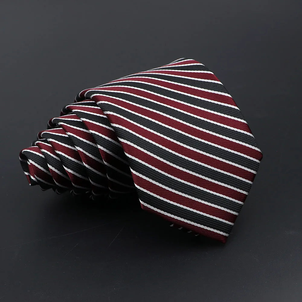 Classic Tie For Men Business Solid Color Stripe Plaid Dots 7cm Jacquard Wedding Dress Necktie Daily Wear Cravat Accessories Gift