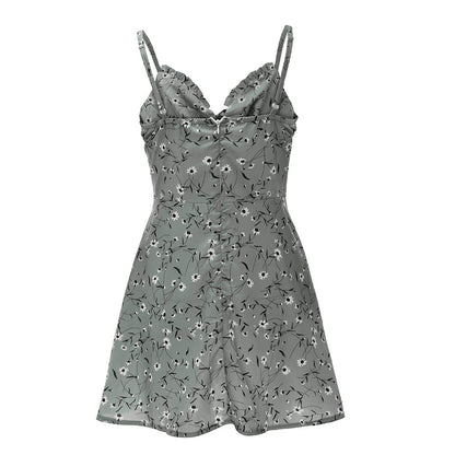 Sexy Sheath Floral Print Suspender Dresses For Women's Ladies Thin Straped Boycon off Shoulder Mini Dress Casual Daily Wear