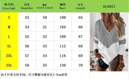 Pullovers Women Sweaters New long-sleeved 2021 Autumn Winters V Collar Loose Color Matching Sweaters Women Fashion OLN6057