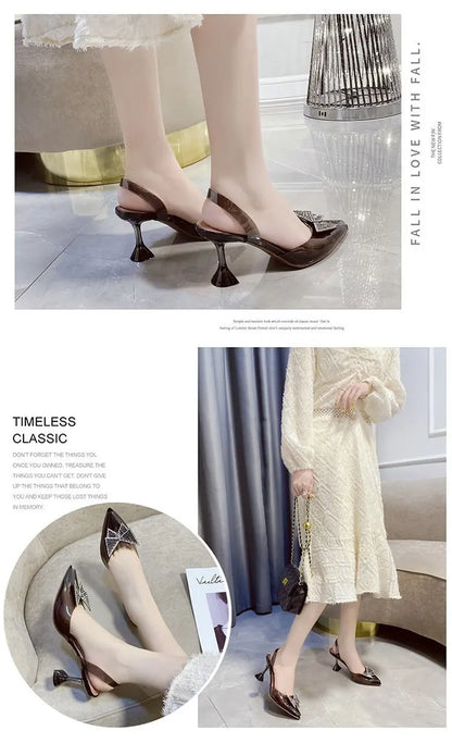 PVC Rhinestone Butterfly Women Sandals High Heels 2021 New Pointy Party Bride Shoes Clear Deisgner Pumps Zapatilla Mujer