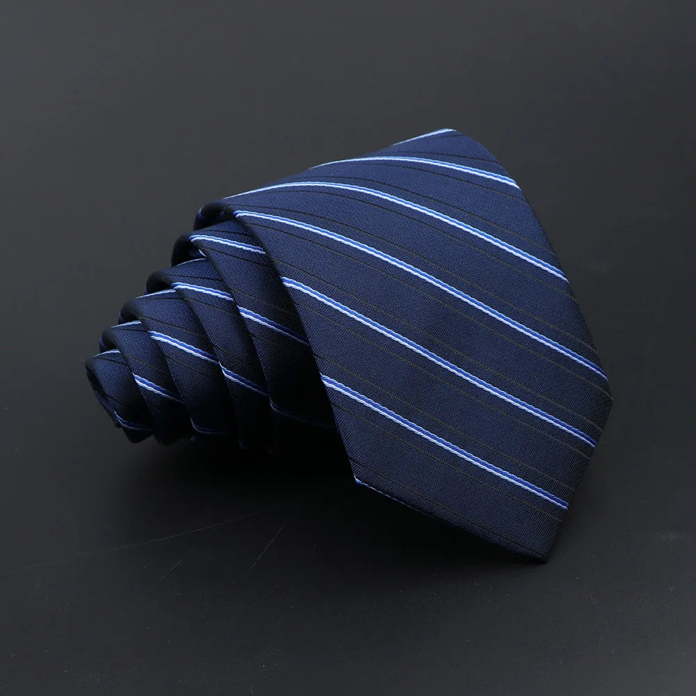 Classic Tie For Men Business Solid Color Stripe Plaid Dots 7cm Jacquard Wedding Dress Necktie Daily Wear Cravat Accessories Gift