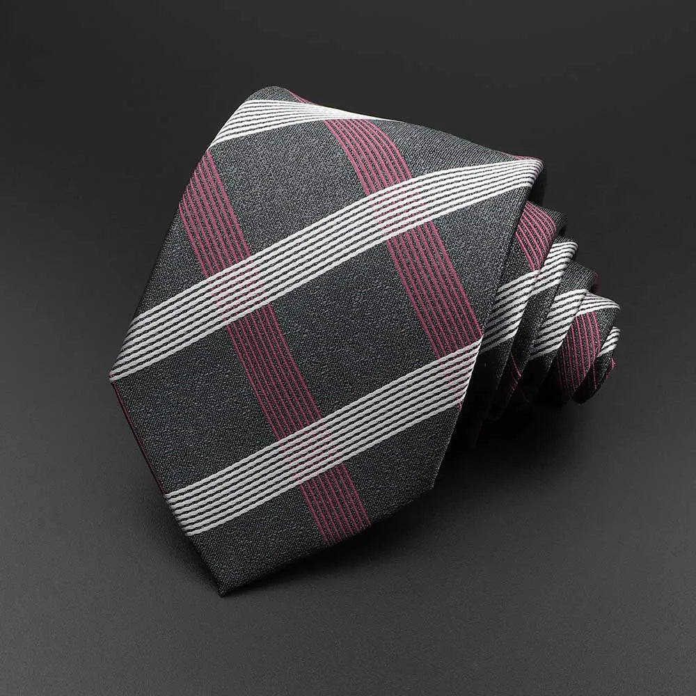 New Men's Tie Classic Solid Color Stripe Flower Floral 8cm Jacquard Necktie Accessories Daily Wear Cravat Wedding Party Gift