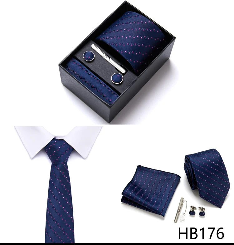 Top Quality 7.5 cm Business Ties Hanky Cufflink Set Tie Clips Green Necktie Corbatas For Men Wedding In Gift Box Gravatas