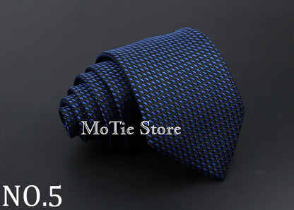 Classic Tie For Men Business Solid Color Stripe Plaid Dots 7cm Jacquard Wedding Dress Necktie Daily Wear Cravat Accessories Gift