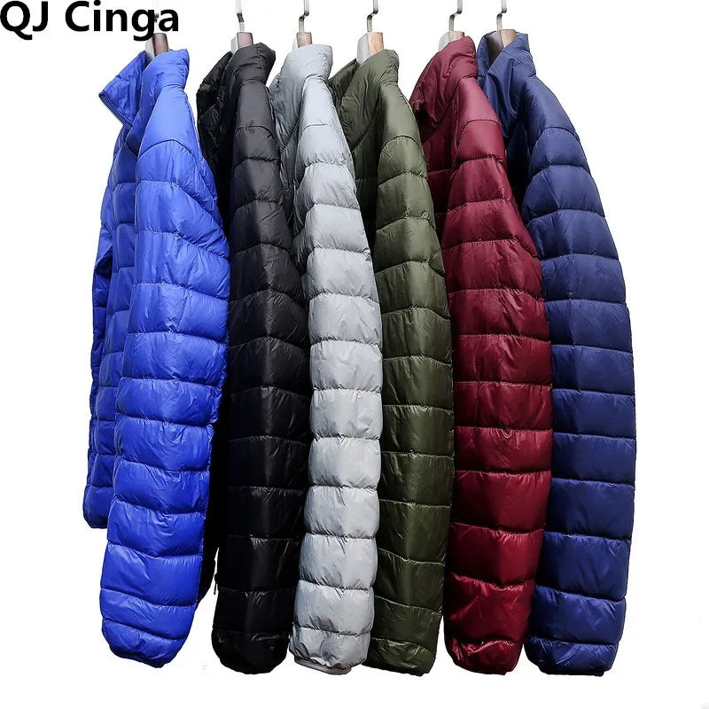 Royal Blue Hooded Parkas Men's Zipper Control Winter Jacket Fashion Hot Sale Jaqueta Plus Size S-5XL Lightweight Warm Coats