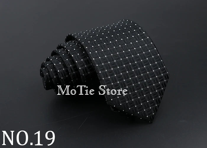 Classic Tie For Men Business Solid Color Stripe Plaid Dots 7cm Jacquard Wedding Dress Necktie Daily Wear Cravat Accessories Gift