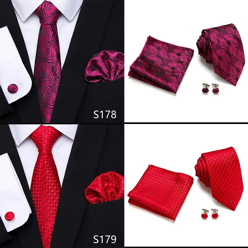 Hot Sale Holiday Gift Tie Pocket Squares Cufflink Set Necktie Dot Man Dark Grey Wedding Accessories Performance