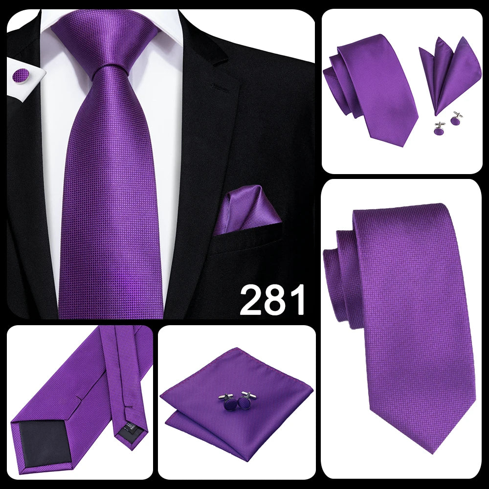 Hi-Tie Light Purple Solid Silk Wedding Tie For Men Quality Hanky Cufflink Gift Necktie Set Fashion Novelty Designer Dropshipping