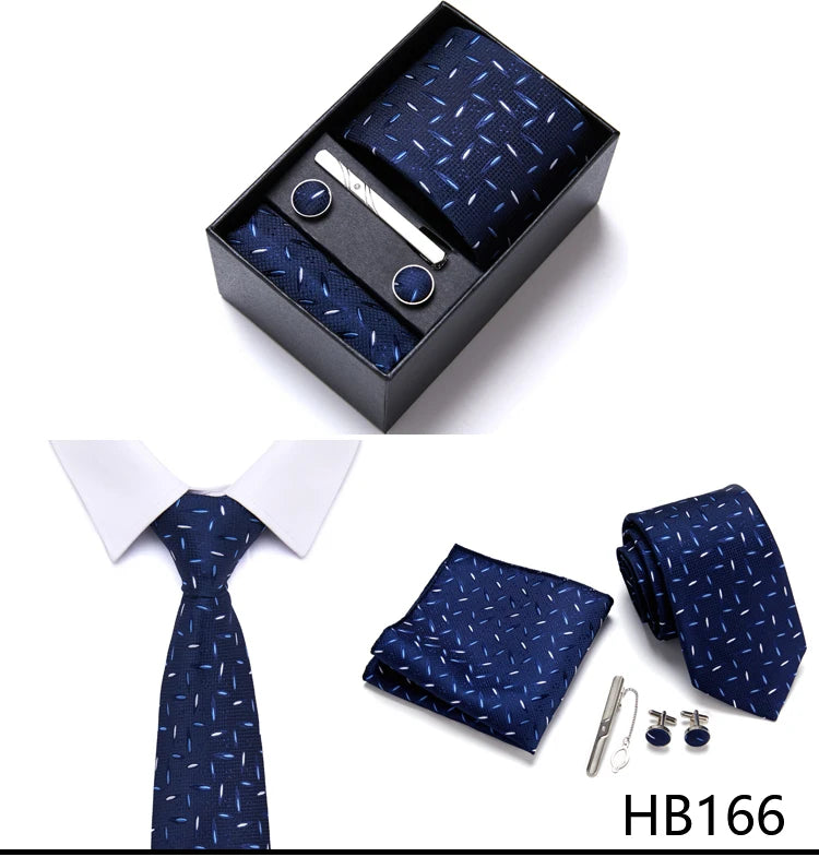 Top Quality 7.5 cm Business Ties Hanky Cufflink Set Tie Clips Green Necktie Corbatas For Men Wedding In Gift Box Gravatas