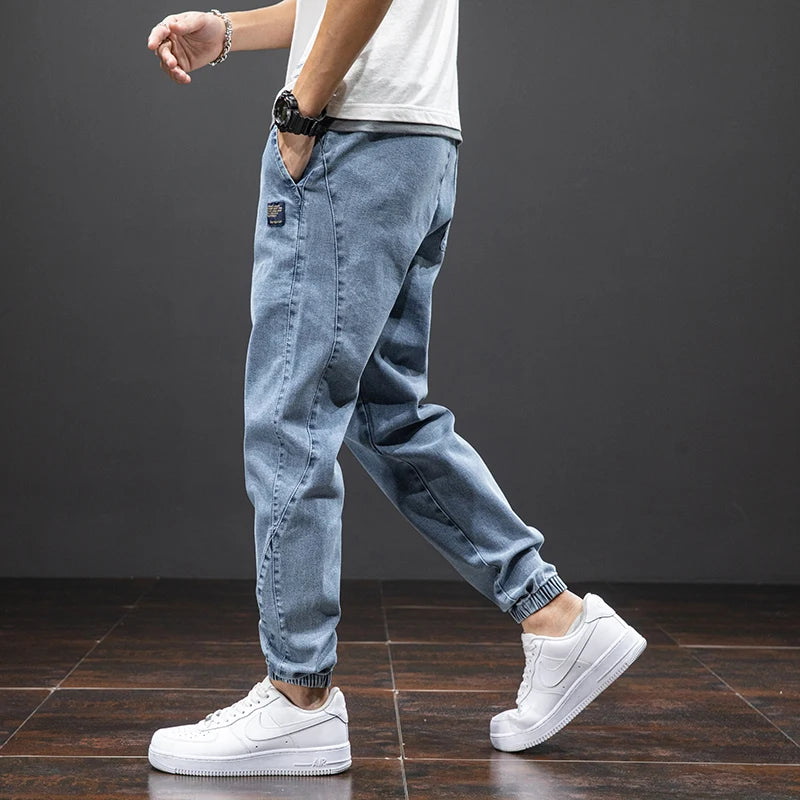 Spring Summer Black Blue Cargo Jeans Men Streetwear Denim Jogger Pants Men Baggy Harem Jean Trousers Plus Size 6XL 7XL 8XL