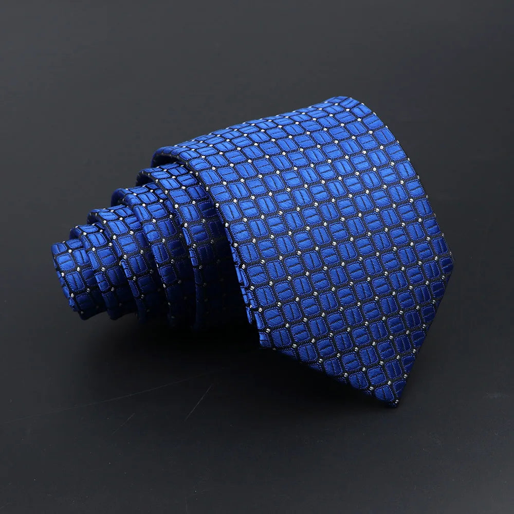 Classic Tie For Men Business Solid Color Stripe Plaid Dots 7cm Jacquard Wedding Dress Necktie Daily Wear Cravat Accessories Gift