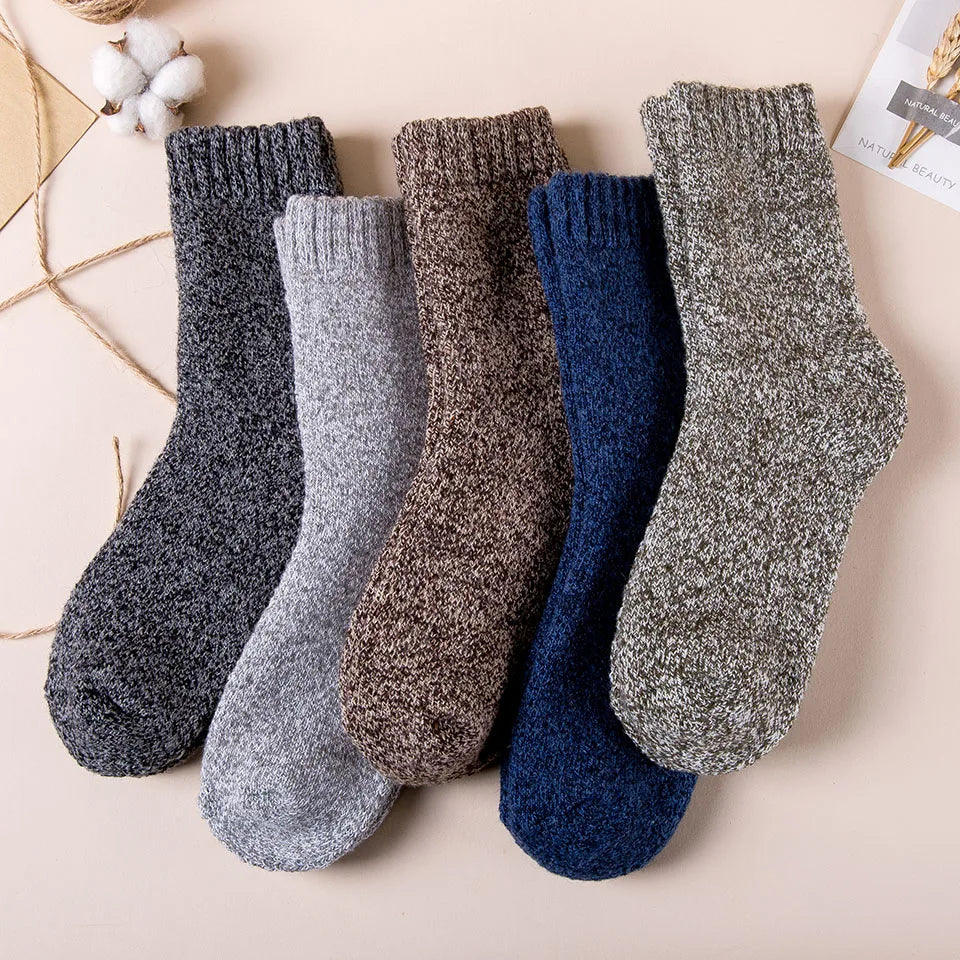 Winter Men's Merino Wool Socks Super Thick Warm High Quality Harajuku Retro Snow Casual Antifreeze Cashmere Socks Men 3 Pair