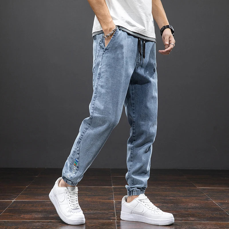 Spring Summer Black Blue Cargo Jeans Men Streetwear Denim Jogger Pants Men Baggy Harem Jean Trousers Plus Size 6XL 7XL 8XL