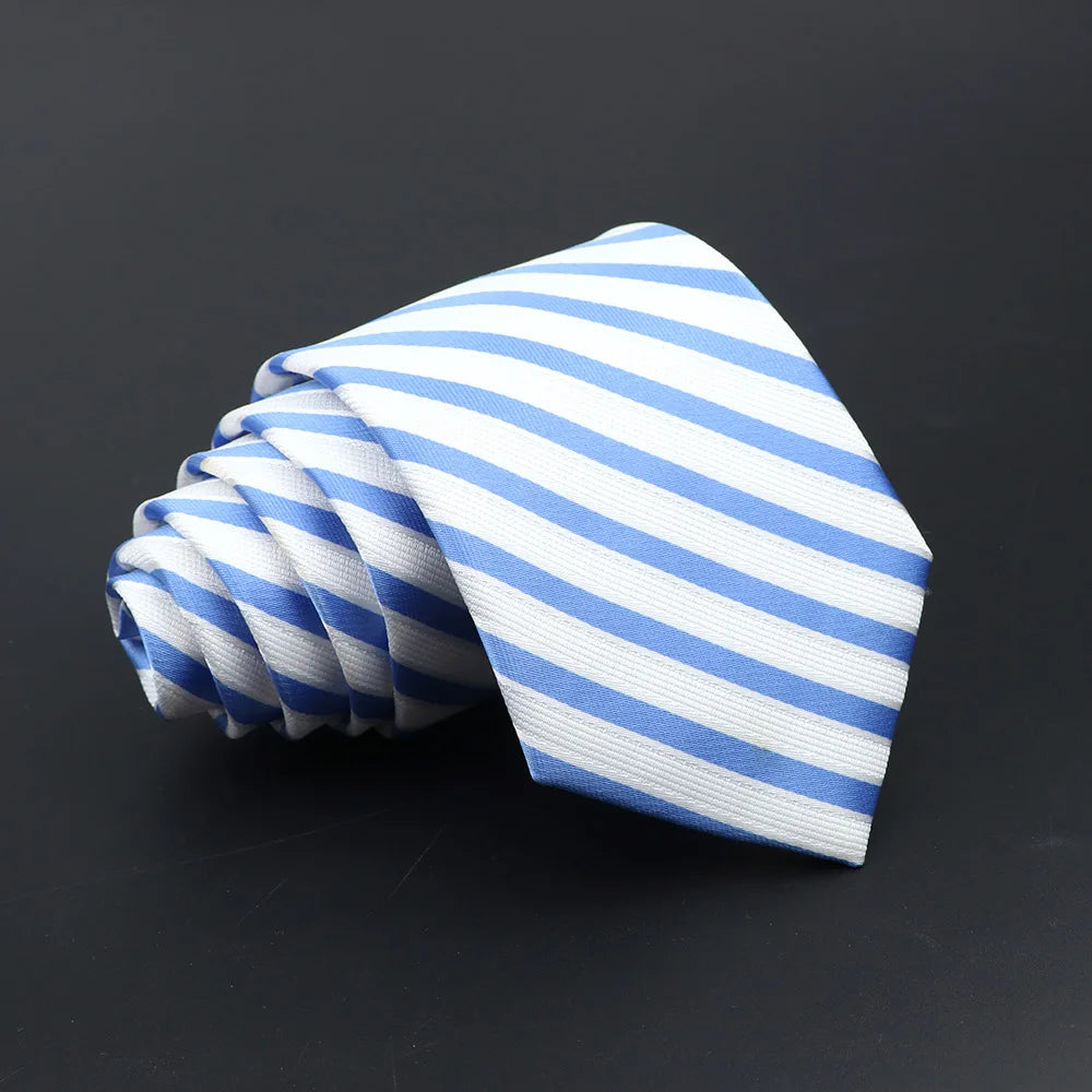 Classic Tie For Men Business Solid Color Stripe Plaid Dots 7cm Jacquard Wedding Dress Necktie Daily Wear Cravat Accessories Gift