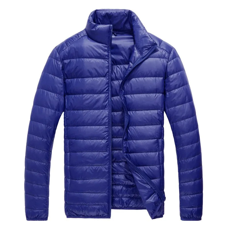 Royal Blue Hooded Parkas Men's Zipper Control Winter Jacket Fashion Hot Sale Jaqueta Plus Size S-5XL Lightweight Warm Coats