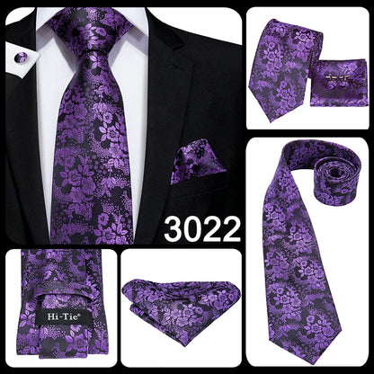 Hi-Tie Light Purple Solid Silk Wedding Tie For Men Quality Hanky Cufflink Gift Necktie Set Fashion Novelty Designer Dropshipping
