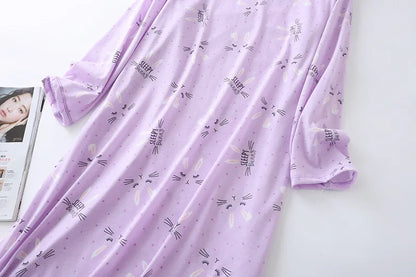Spring Summer Women Casual Night Dress 100% Cotton Nightgown Female Lounge Long Sleepshirt Plus Size Dresses Vestidos feminino