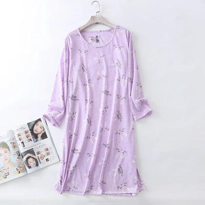 Spring Summer Women Casual Night Dress 100% Cotton Nightgown Female Lounge Long Sleepshirt Plus Size Dresses Vestidos feminino