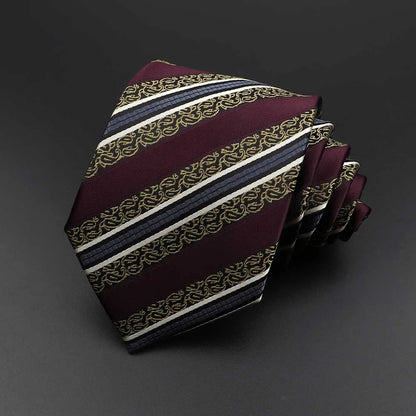 New Men's Tie Classic Solid Color Stripe Flower Floral 8cm Jacquard Necktie Accessories Daily Wear Cravat Wedding Party Gift