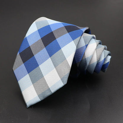 New Men's Tie Classic Solid Color Stripe Flower Floral 8cm Jacquard Necktie Accessories Daily Wear Cravat Wedding Party Gift
