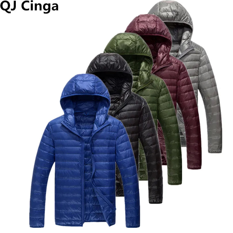 Royal Blue Hooded Parkas Men's Zipper Control Winter Jacket Fashion Hot Sale Jaqueta Plus Size S-5XL Lightweight Warm Coats