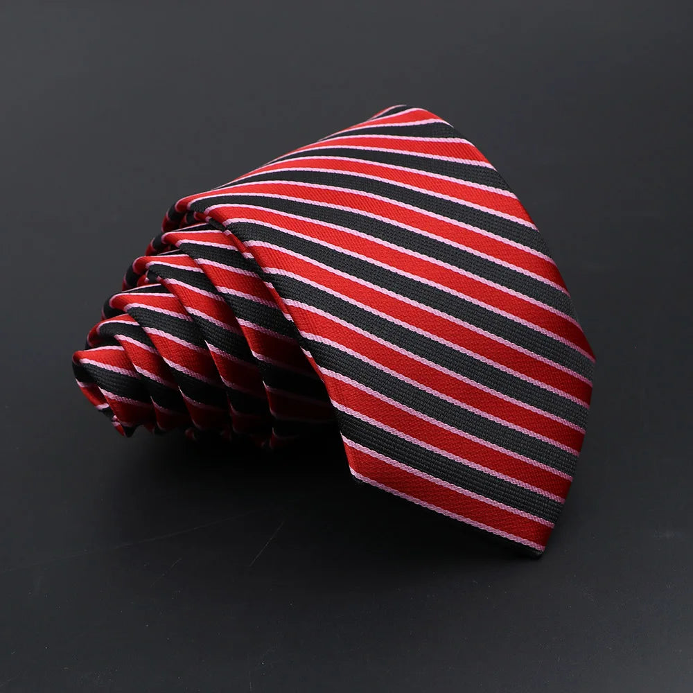 Classic Tie For Men Business Solid Color Stripe Plaid Dots 7cm Jacquard Wedding Dress Necktie Daily Wear Cravat Accessories Gift