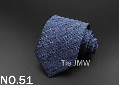 New Men's Tie Classic Solid Color Stripe Flower Floral 8cm Jacquard Necktie Accessories Daily Wear Cravat Wedding Party Gift