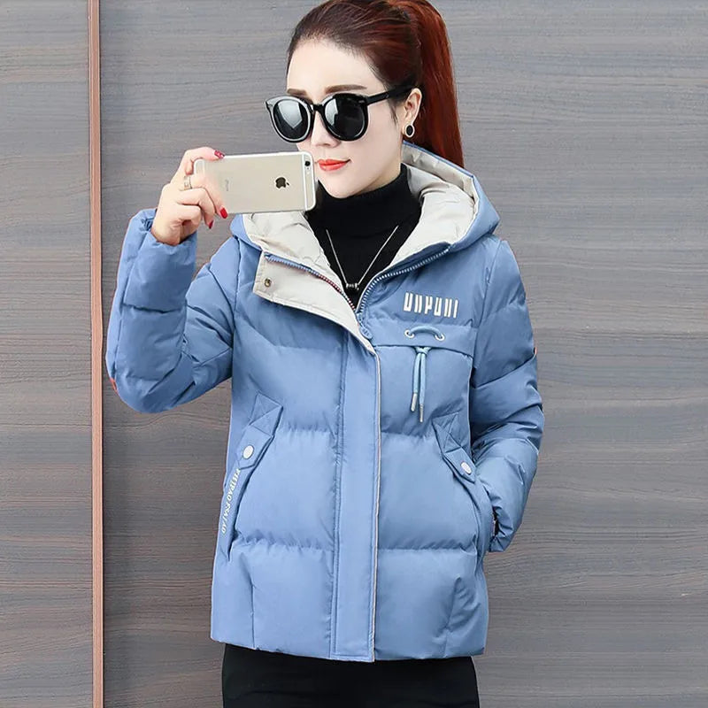 winter jacket women 2024 new Casual Parka Hooded Thick Down Cotton Padded Parka Female Jacket Short Coat Slim Warm Outwear