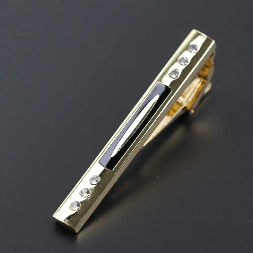 Fashion Clasp Wedding Gift Style Tie Clamp Pin Necktie Simple Clip Golden Jewel Men Metal Tie Clips No.1-18