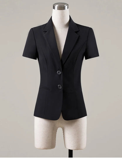 Naviu New Fashion Women Formal Suits Business Temperament Short Sleeve Slim Blazer and Trousers Office Ladies Work Wear
