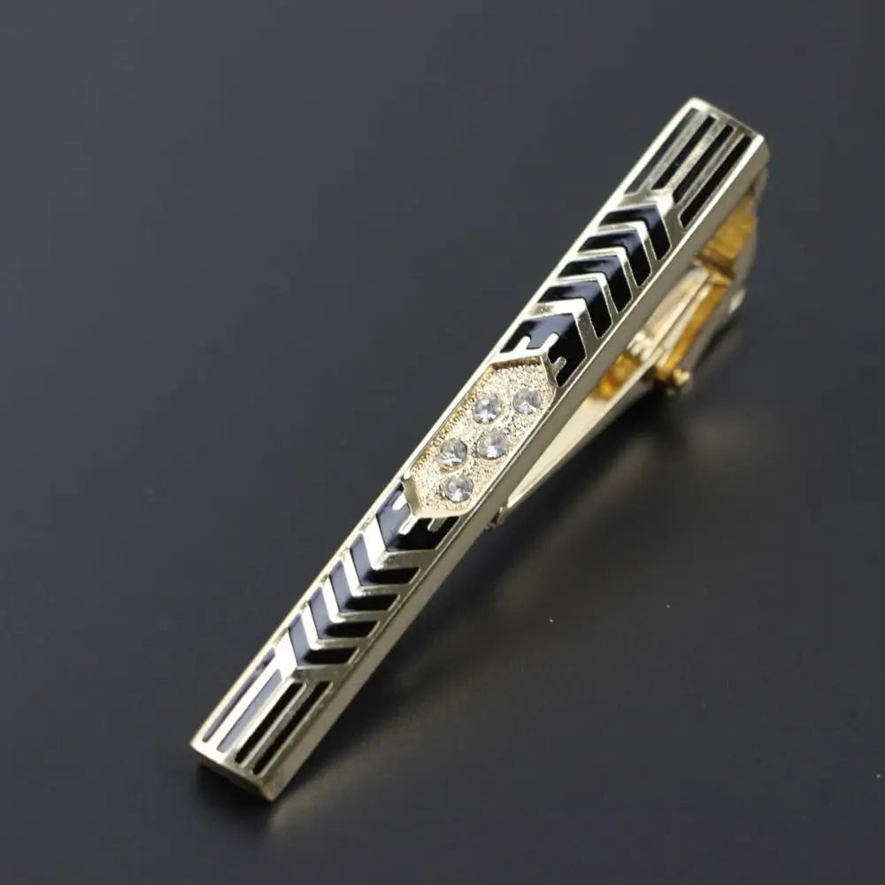 Fashion Clasp Wedding Gift Style Tie Clamp Pin Necktie Simple Clip Golden Jewel Men Metal Tie Clips No.1-18